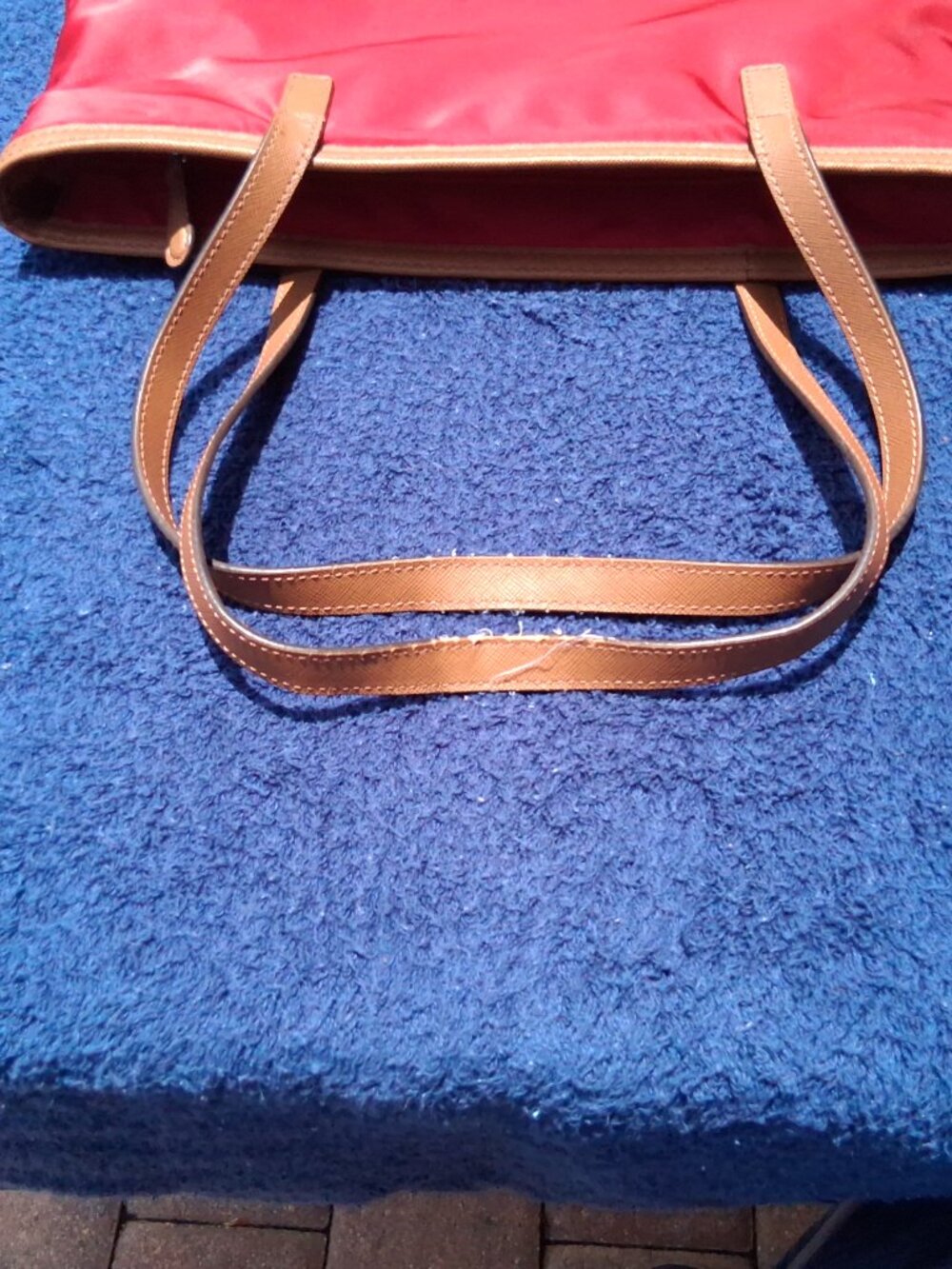 Michael Kors Red Nylon Tote with Tan Saffiano Leather Trim — Style 30T2SKPT1C - Picture 15 of 16